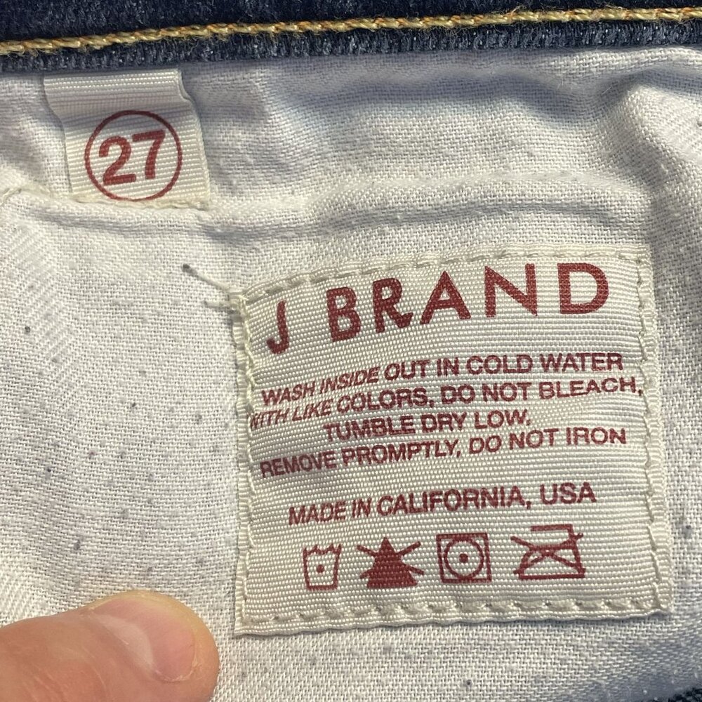 J Brand Womens Low Rise Jeans 27 x 32 Ink Blue Stretch Denim Straight - Picture 10 of 12